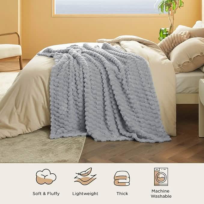 GentleSoft™ Textured Bubble Flannel Fleece Blanket