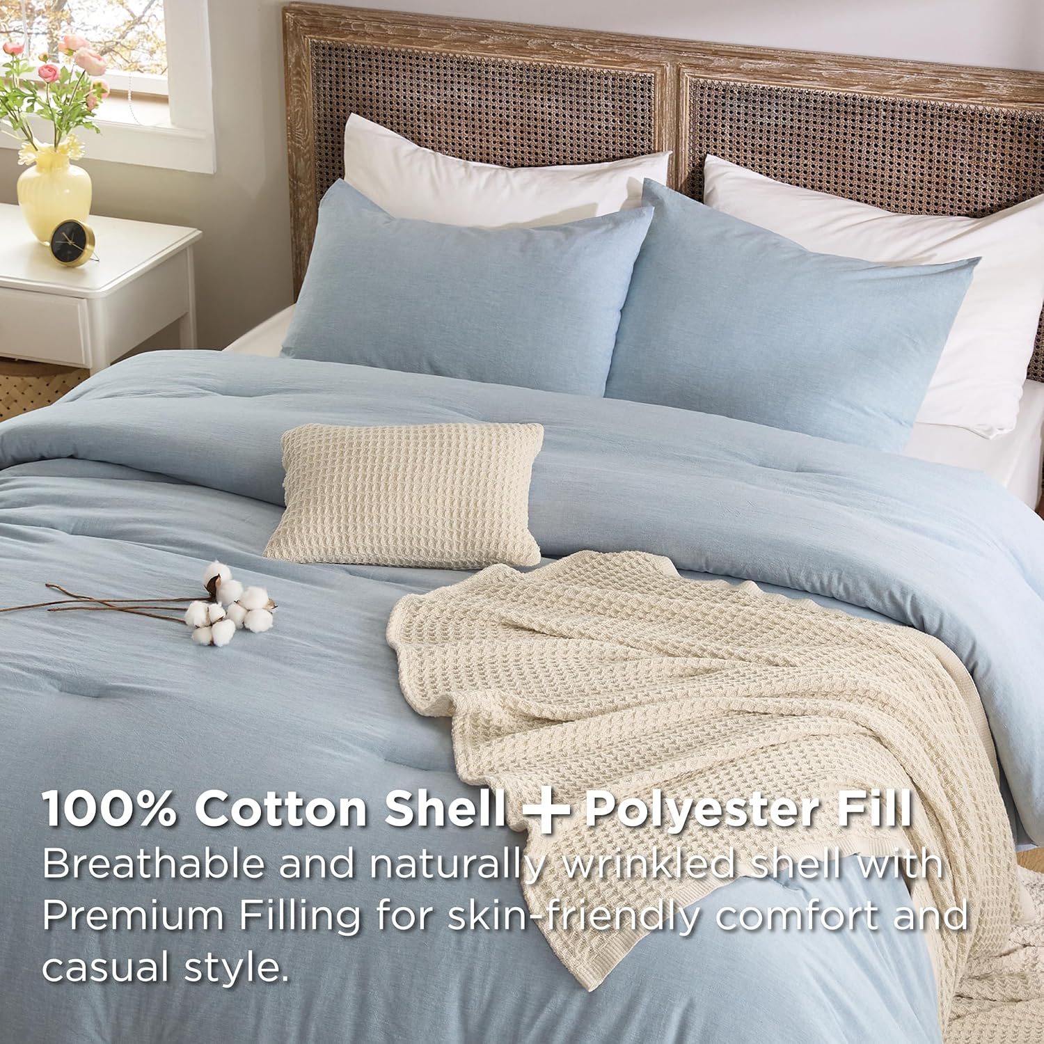 GentleSoft™ 5 Piece Cotton Waffle Weave Bed-in-a-bag