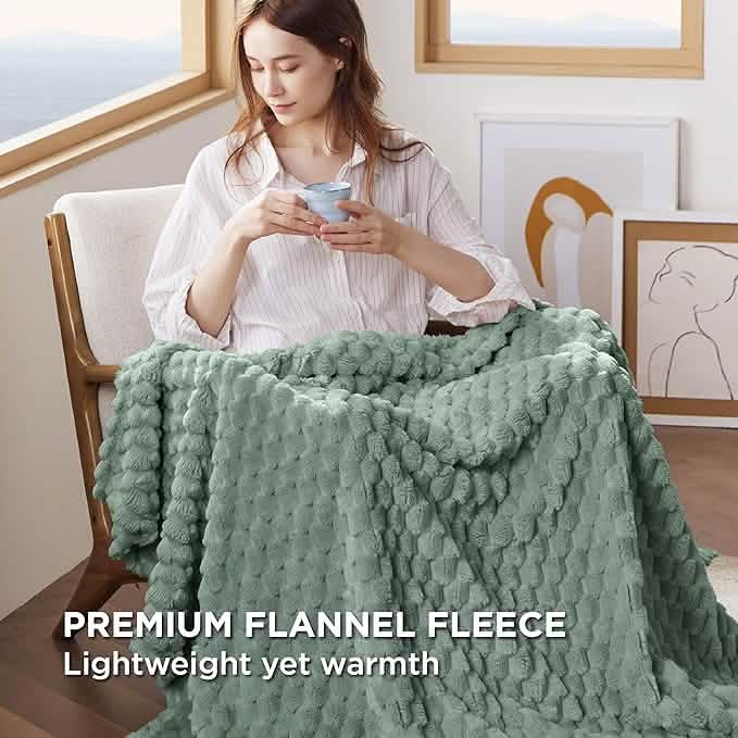 GentleSoft™ Textured Bubble Flannel Fleece Blanket
