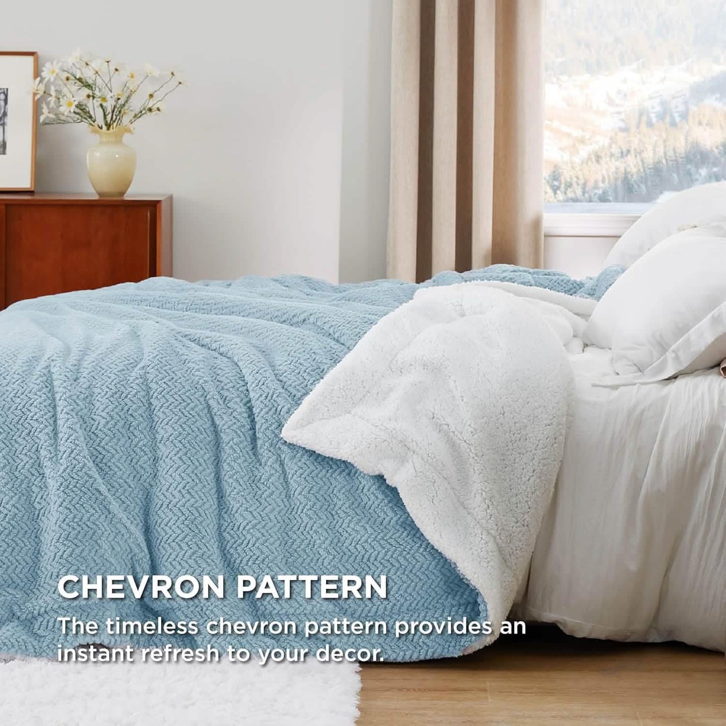 GentleSoft™ Chevron Sherpa Fleece Blanket