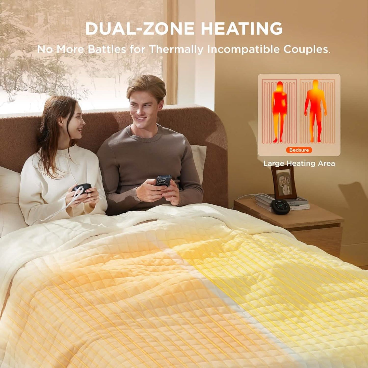 GentleSoft™ Quilted Sherpa Fleece Heated Blanket Grid