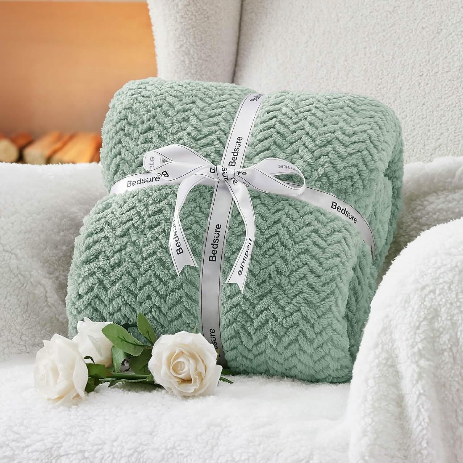 GentleSoft™ Chevron Sherpa Fleece Blanket