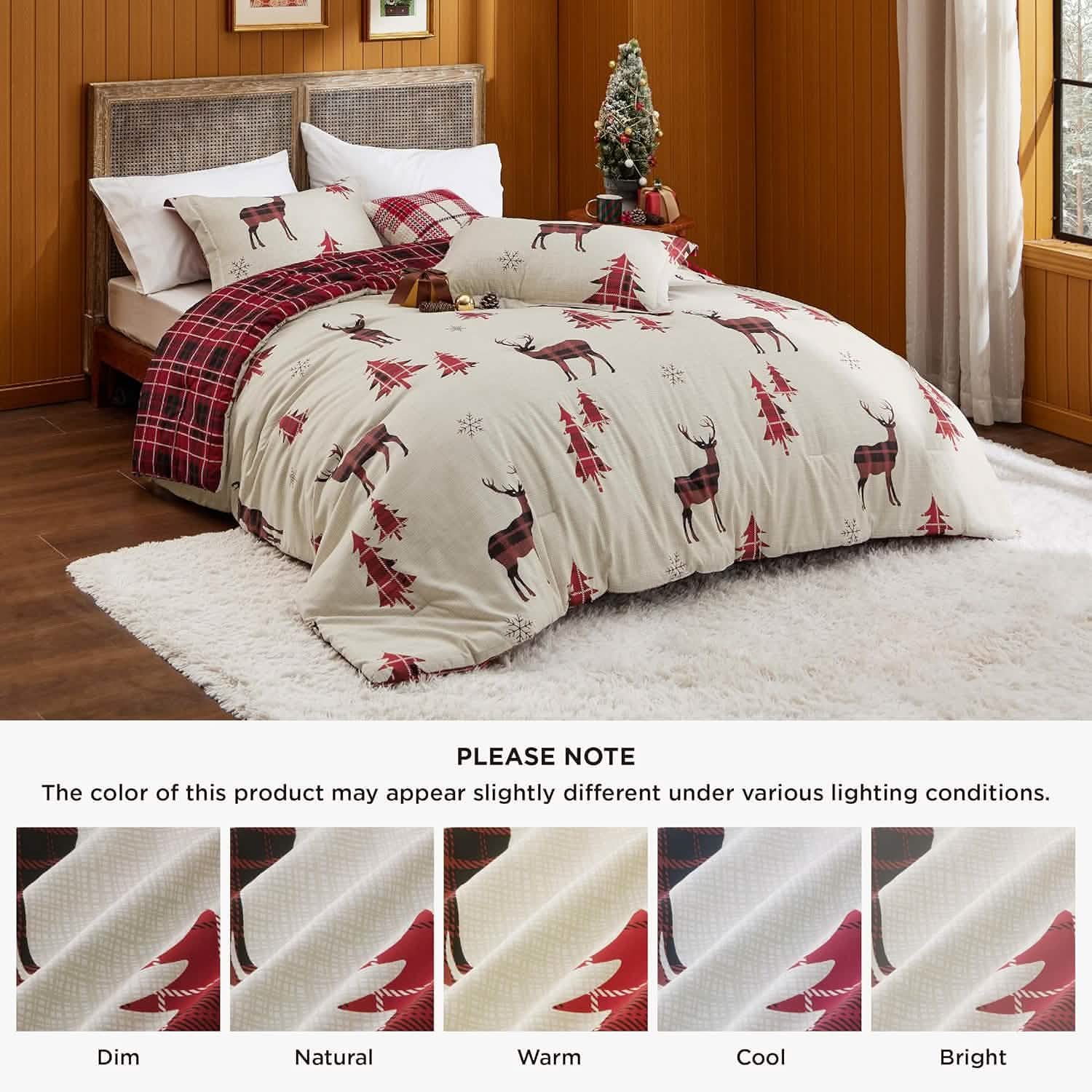 GentleSoft™ Christmas Plaid Comforter Set Reindeer
