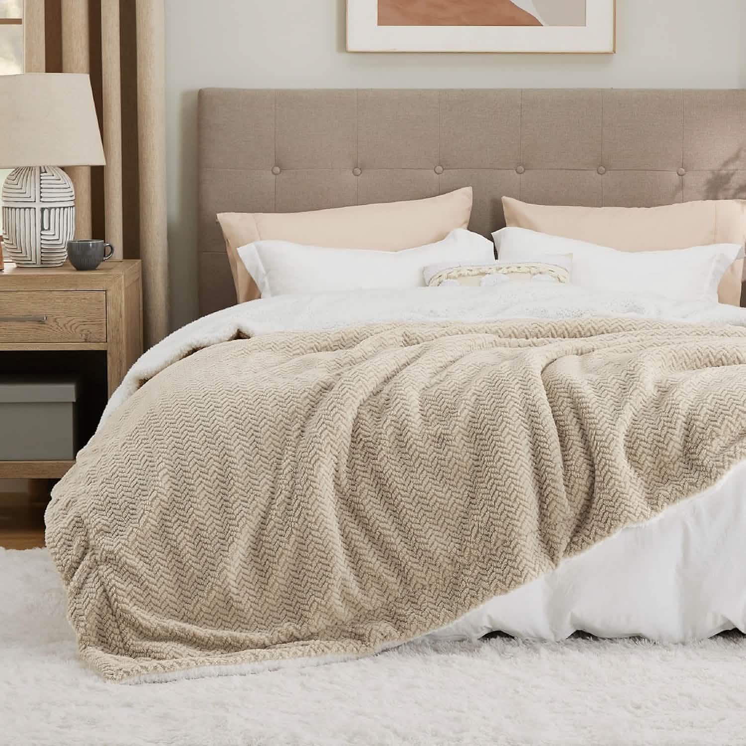 GentleSoft™ Chevron Sherpa Fleece Blanket