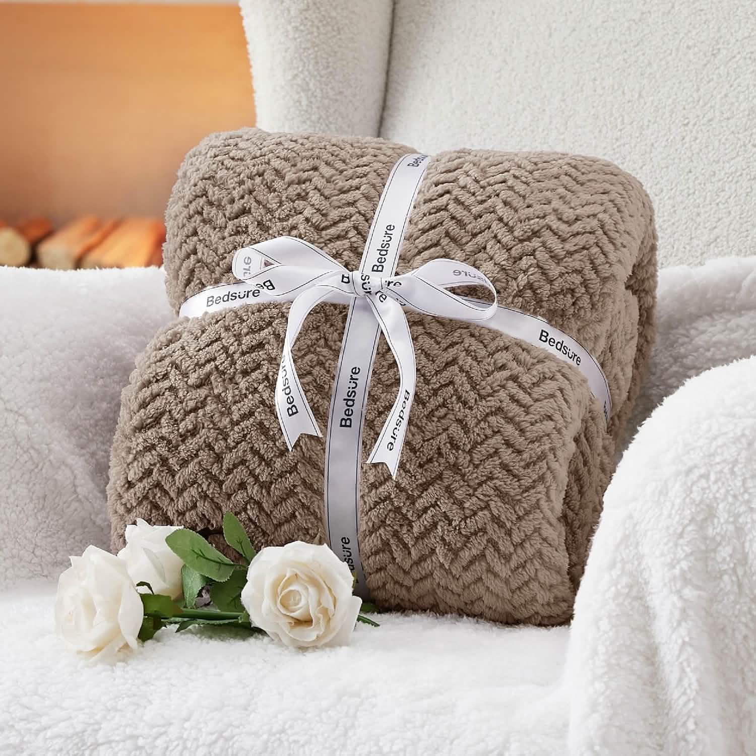 GentleSoft™ Chevron Sherpa Fleece Blanket