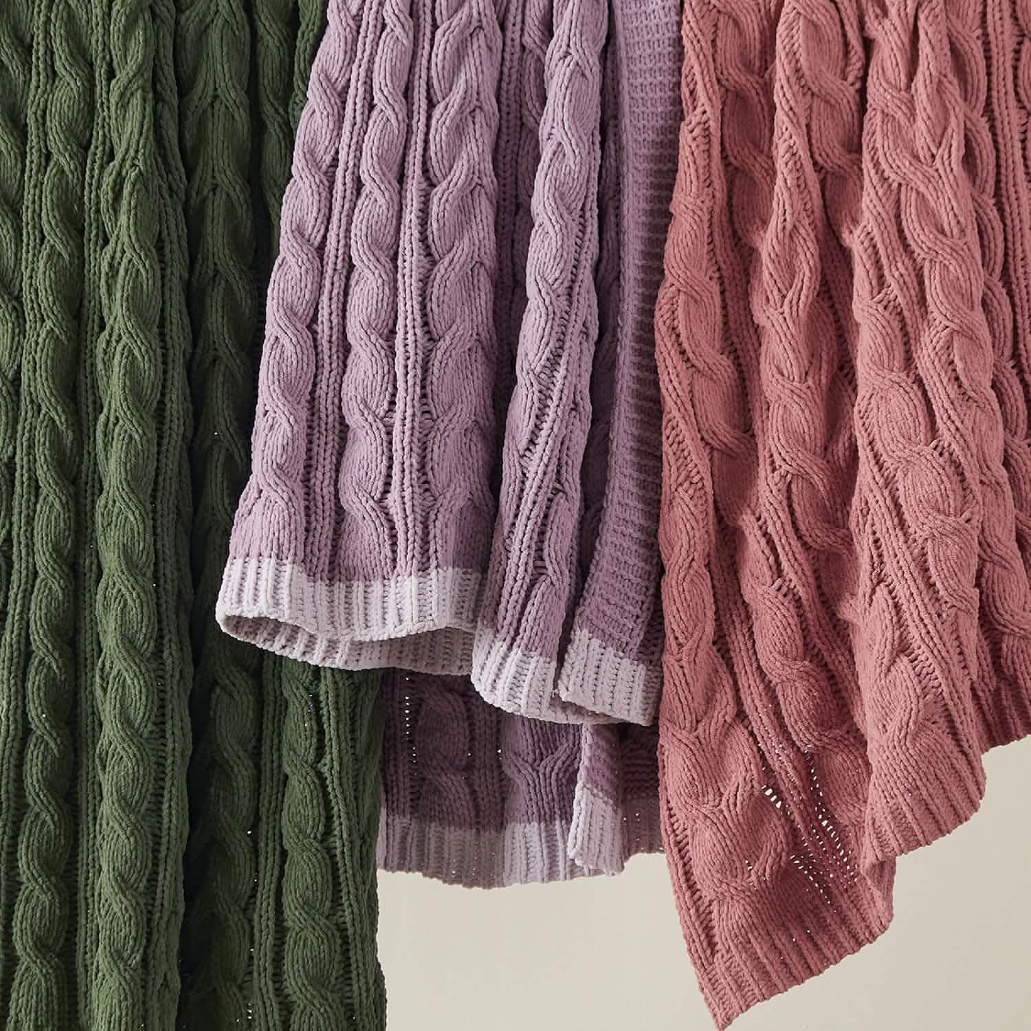 GentleSoft™ Cable Chenille Chunky Knit Throw Blanket