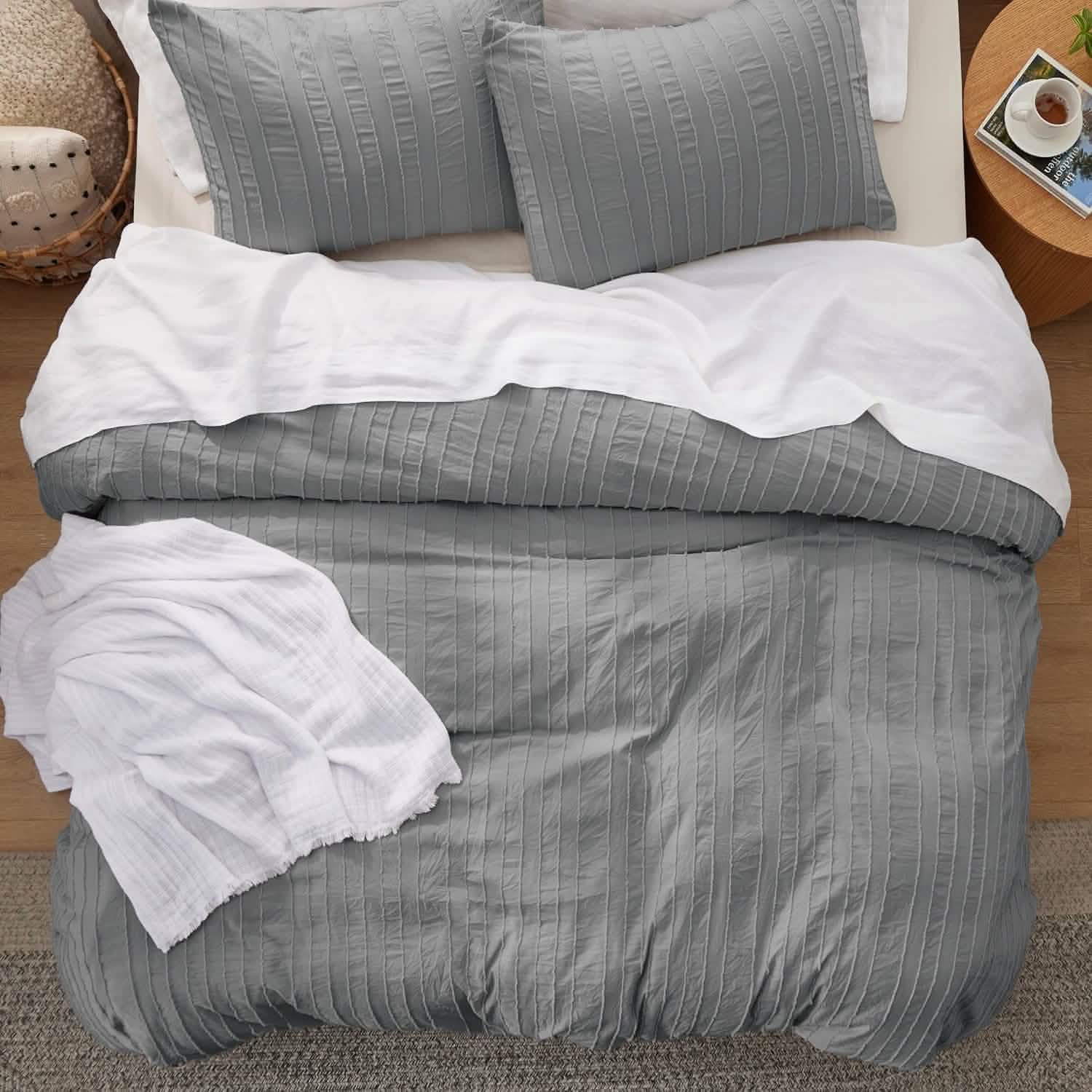 GentleSoft™ Striped Tufted Embroidery Duvet Cover Set
