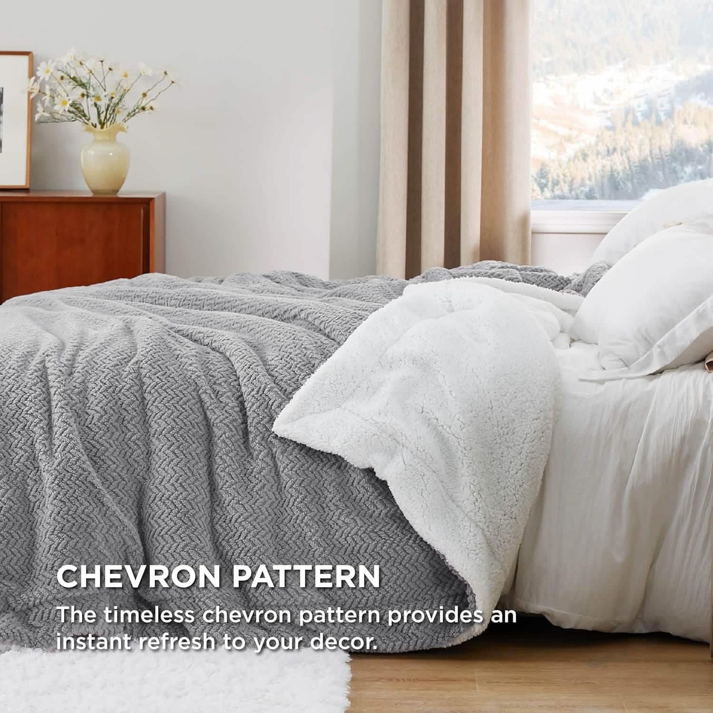 GentleSoft™ Chevron Sherpa Fleece Blanket