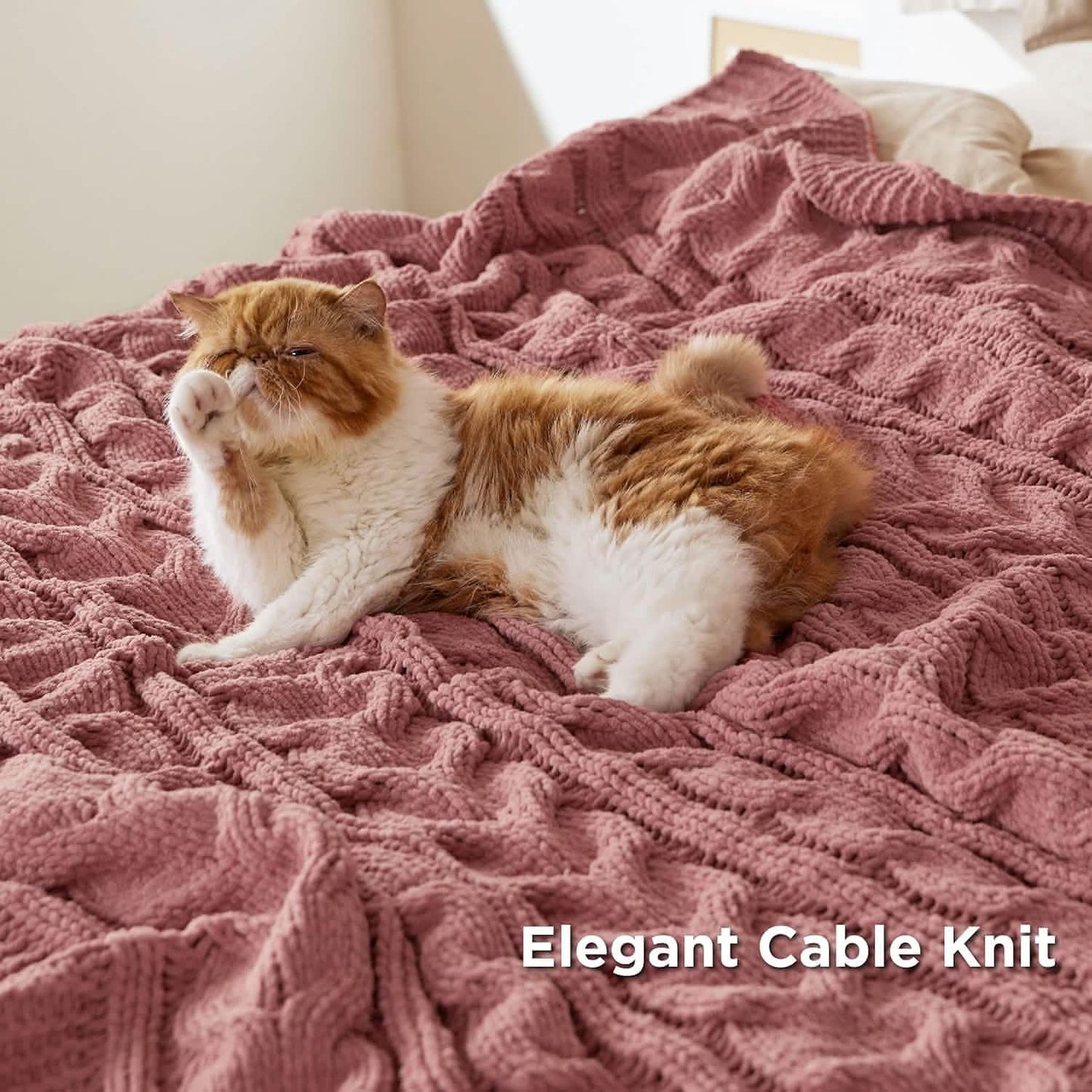 GentleSoft™ Cable Chenille Chunky Knit Throw Blanket