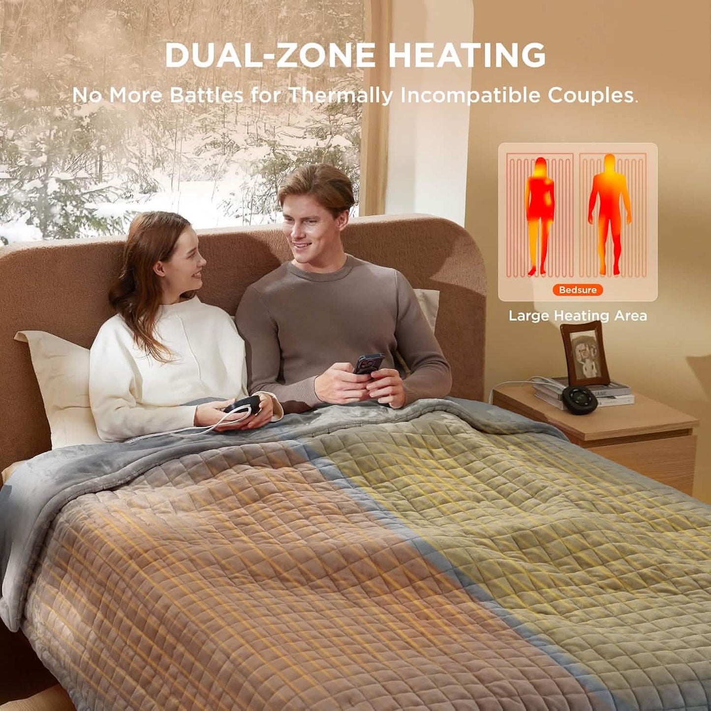 GentleSoft™ Quilted Sherpa Fleece Heated Blanket Grid
