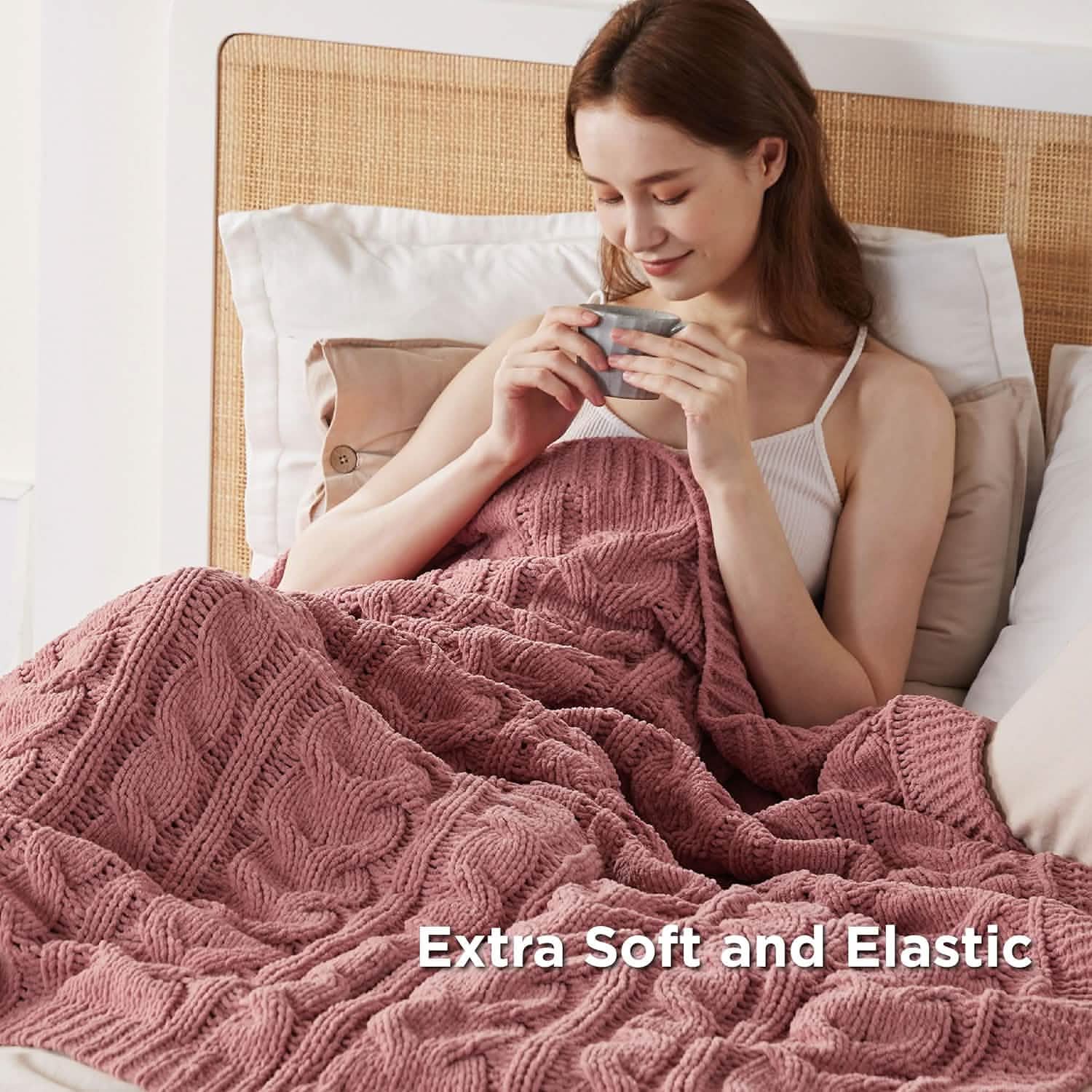 GentleSoft™ Cable Chenille Chunky Knit Throw Blanket