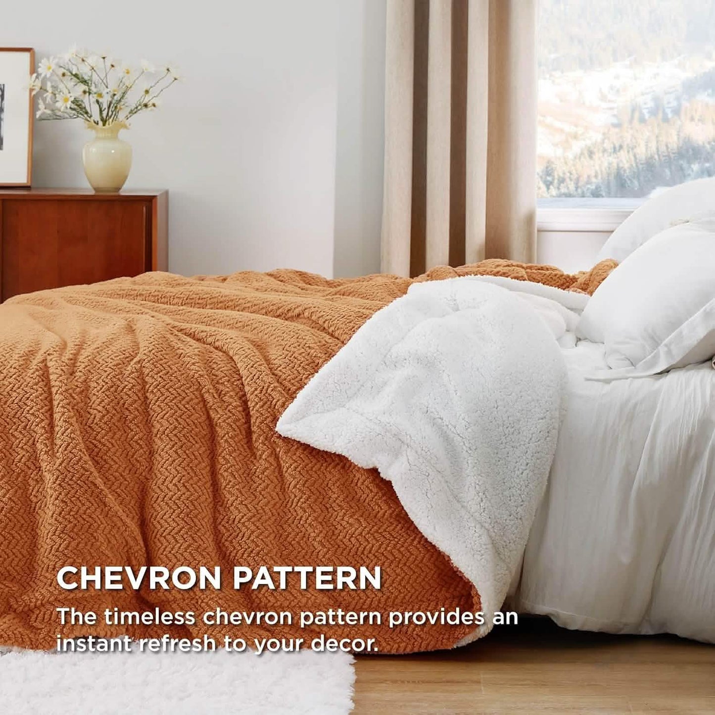 GentleSoft™ Chevron Sherpa Fleece Blanket