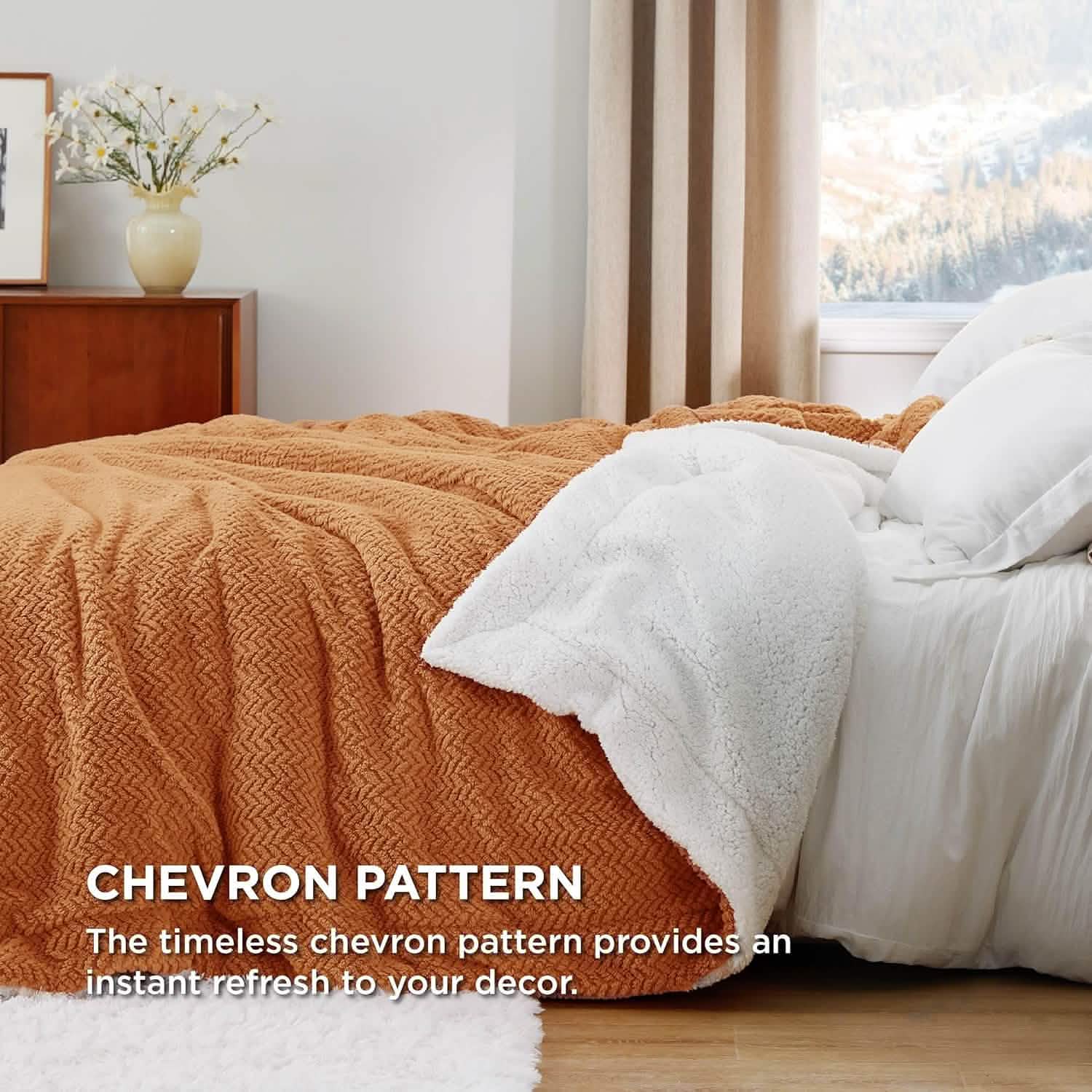 GentleSoft™ Chevron Sherpa Fleece Blanket