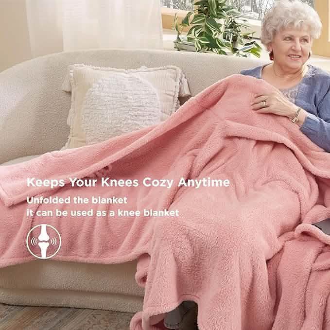 GentleSoft™ Short Shaggy Shepa Hooded Wearable Blanket With Pockets