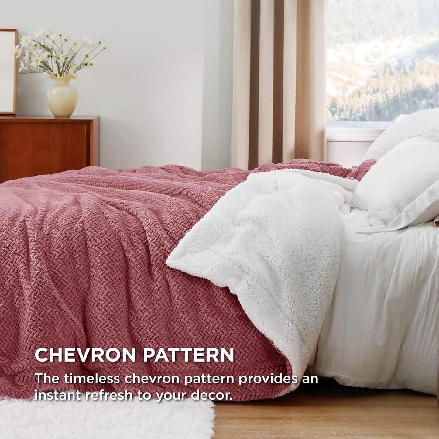 GentleSoft™ Chevron Sherpa Fleece Blanket