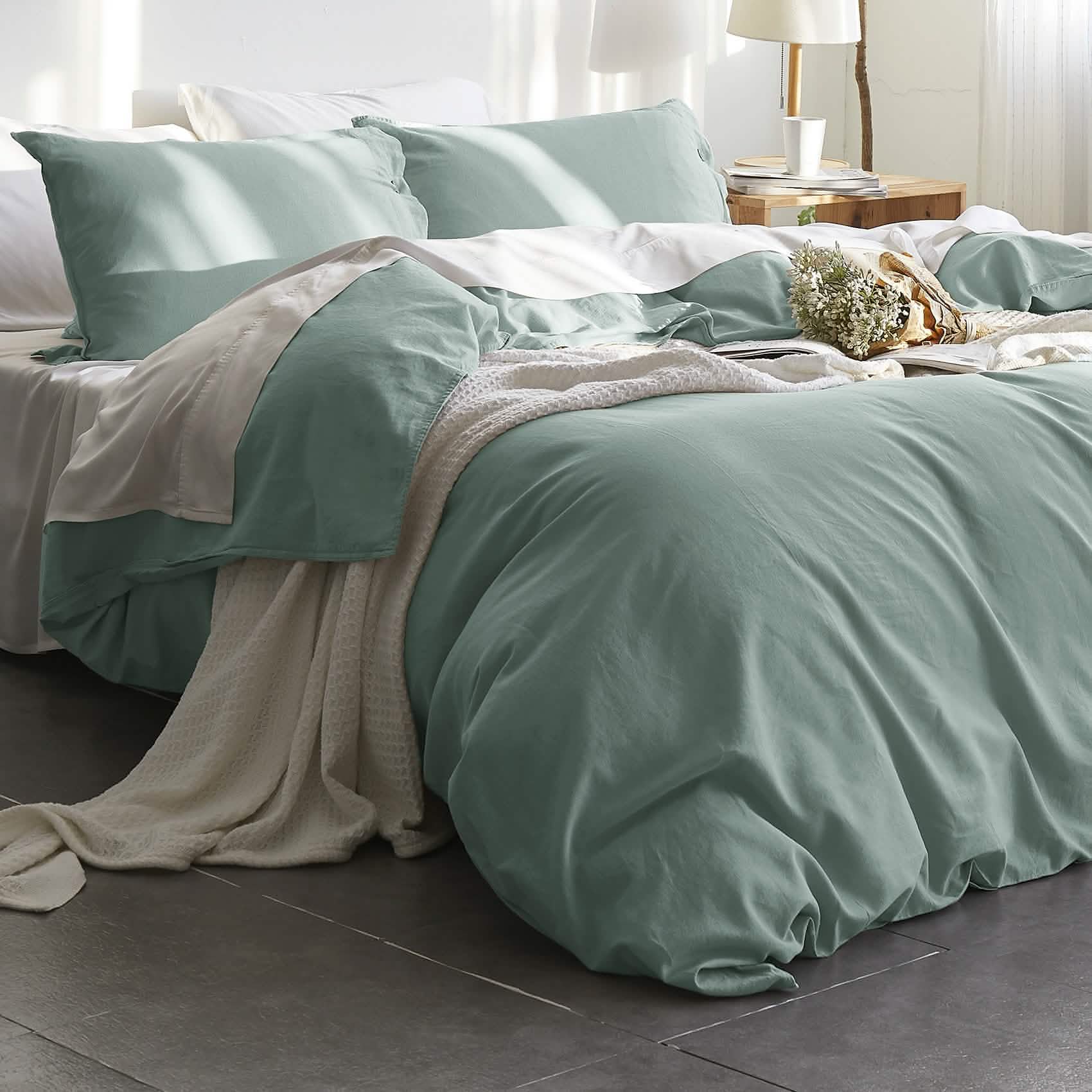 GentleSoft™ Cotton Linen Hybrid Duvet Cover Set