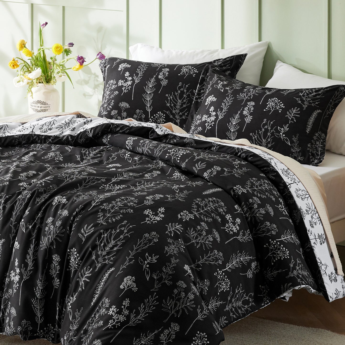 GentleSoft® Reversible Floral Print Duvet Cover Set