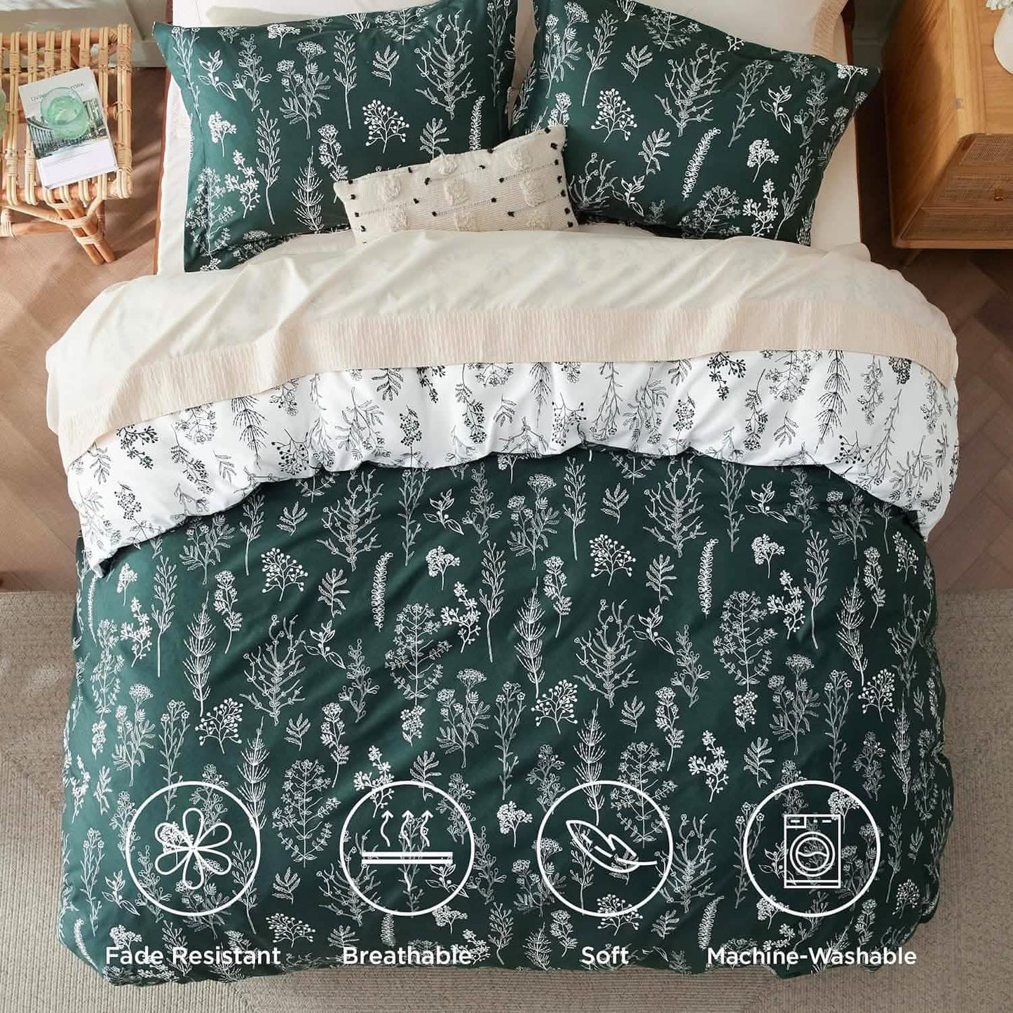 GentleSoft™ Reversible Floral Print Duvet Cover Set