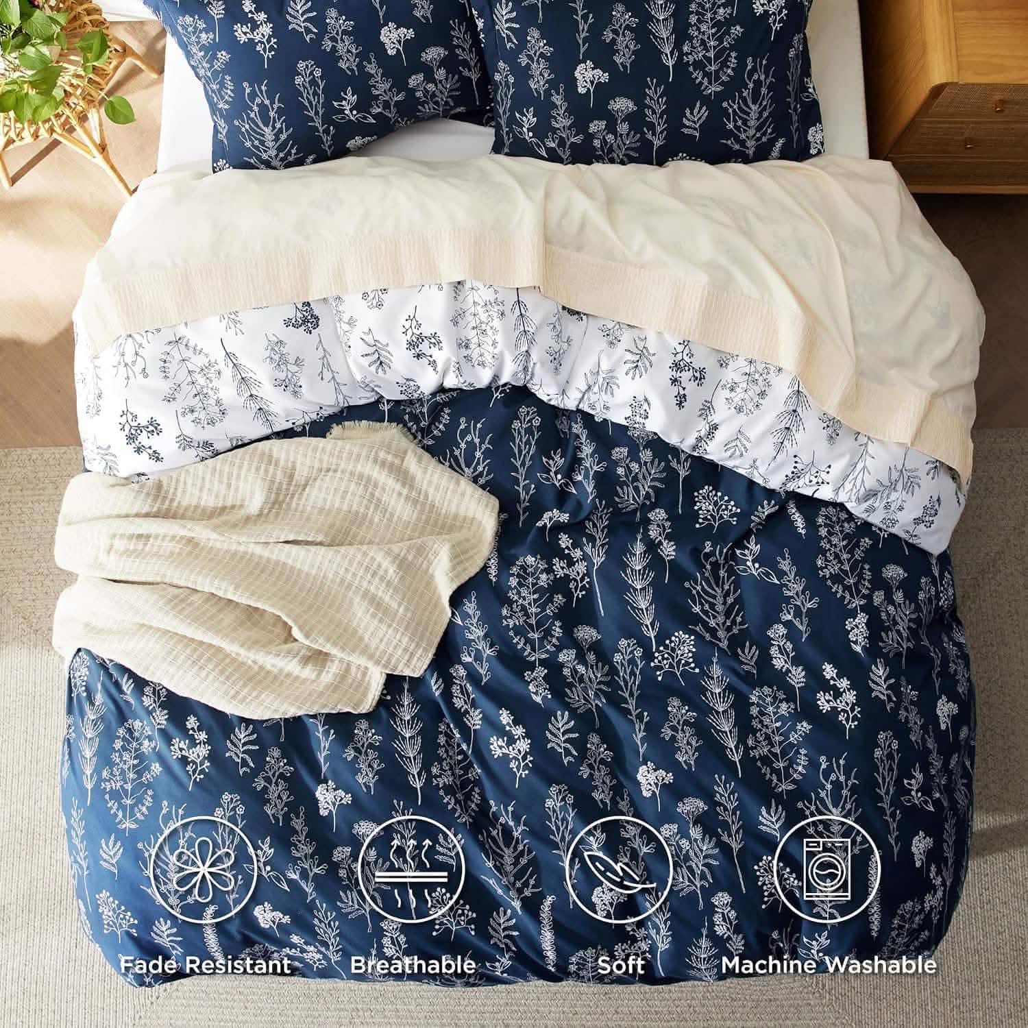 GentleSoft™ Reversible Floral Print Duvet Cover Set