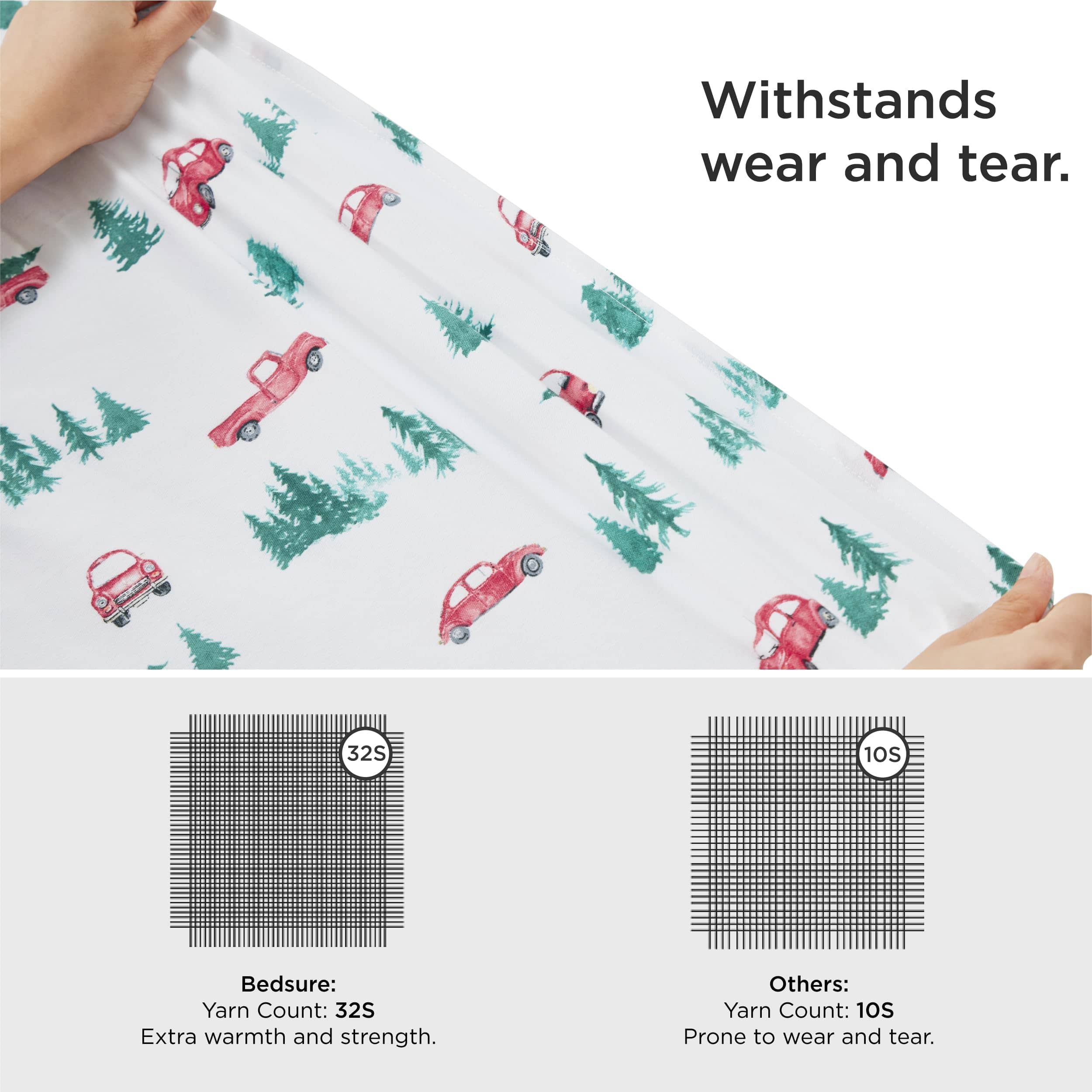 100% Cotton Christmas Car Printed Flannel Sheet Set