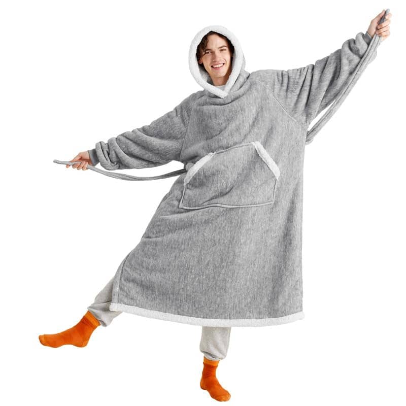 Sherpa Fleece Long Blanket Hoodie