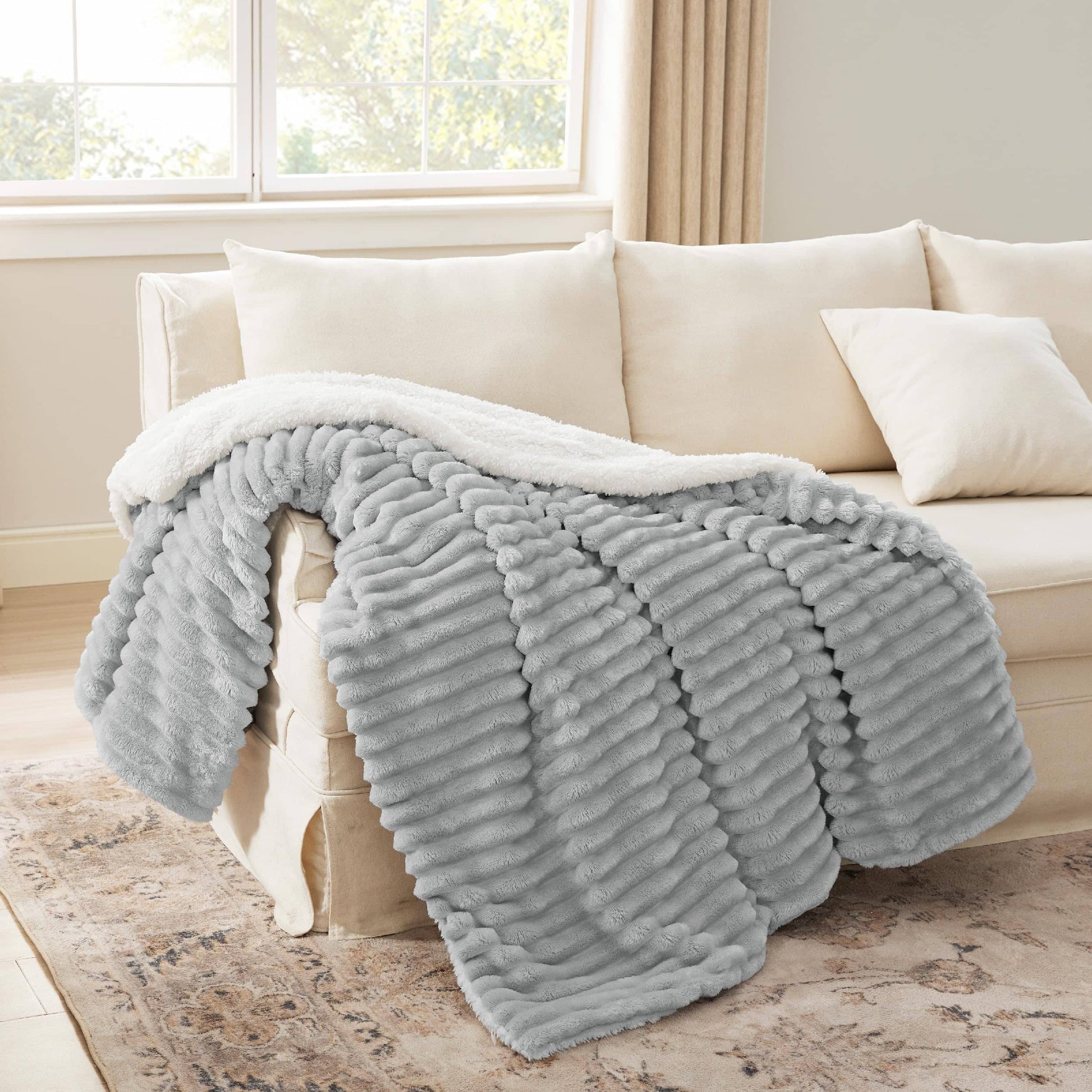 GentleSoft™ Jacquard Stripes Shaggy Sherpa Blanket