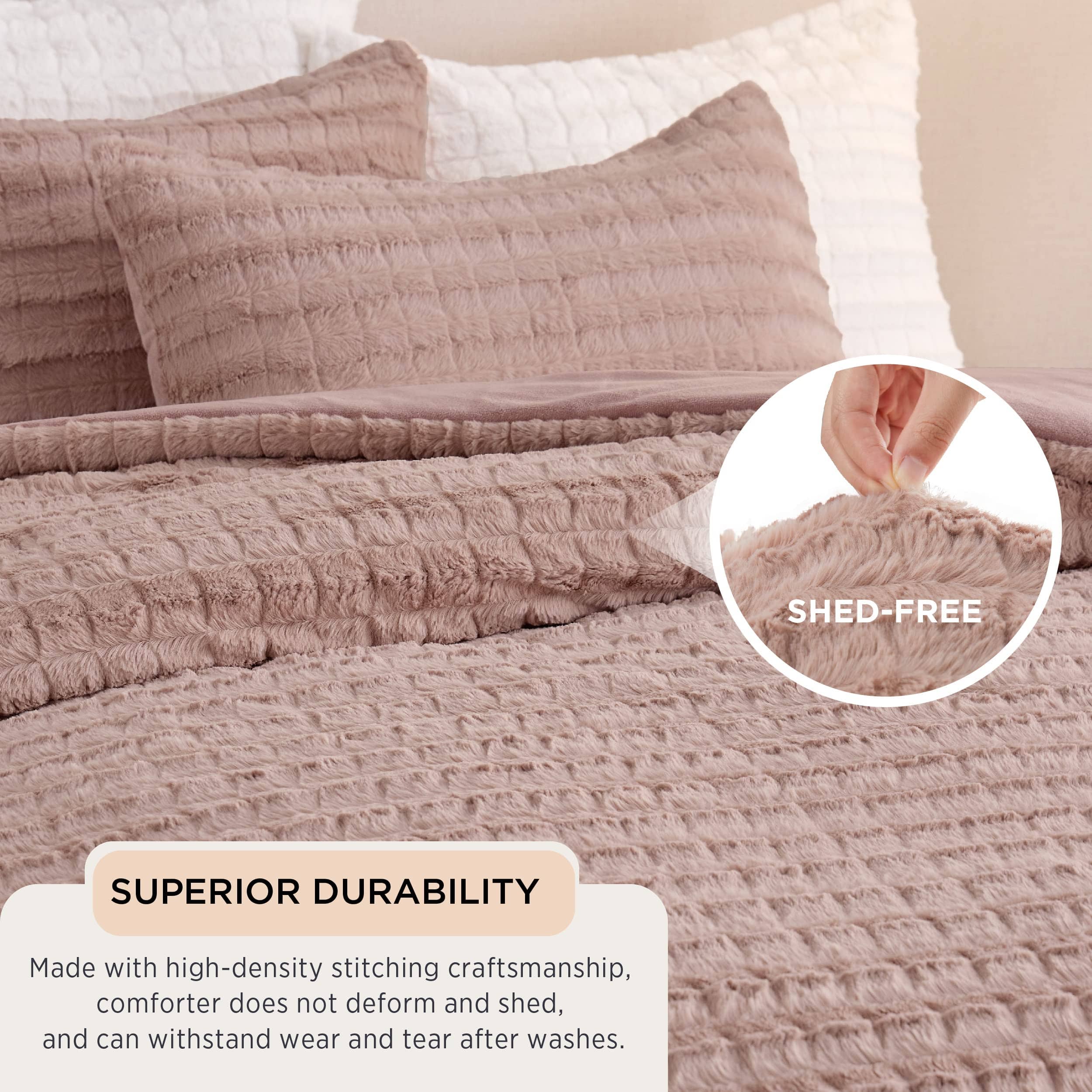 Ultra Soft Faux Fur Queen Comforter Set