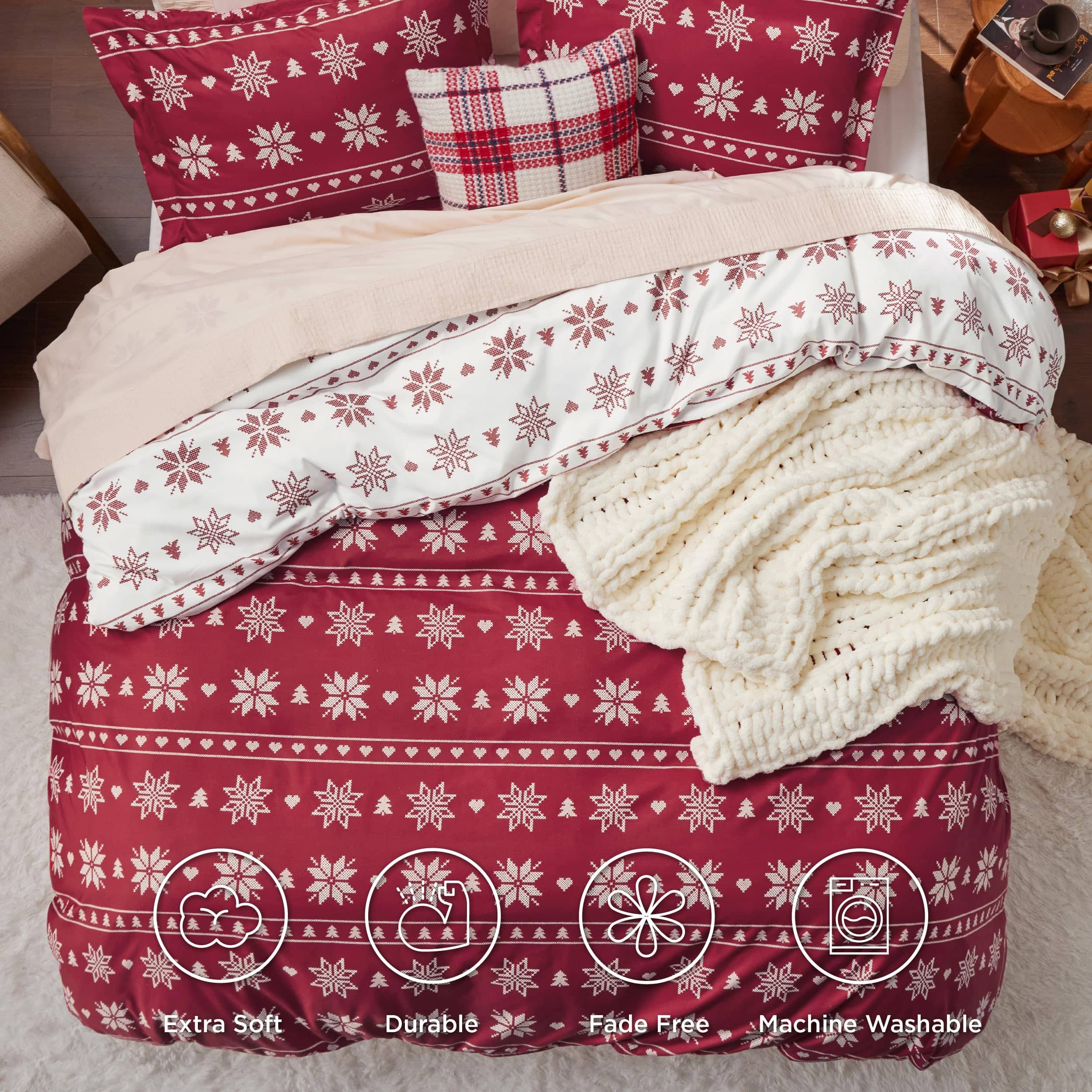 Bedsure Christmas Snowflake Duvet Cover Set