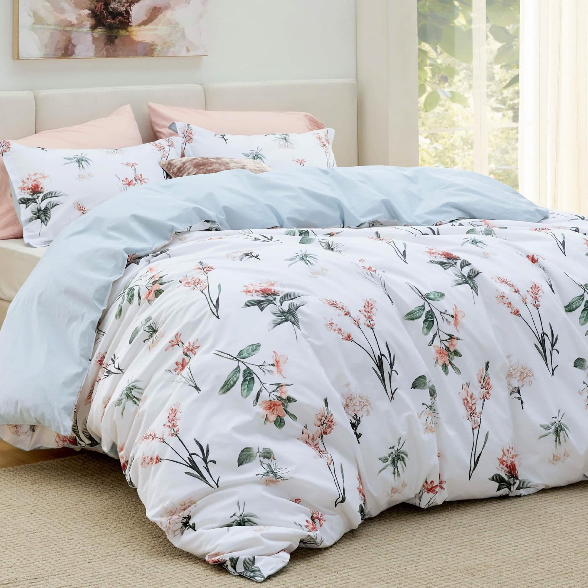 GentleSoft™ 100% Cotton Reversible Floral Duvet Cover Set