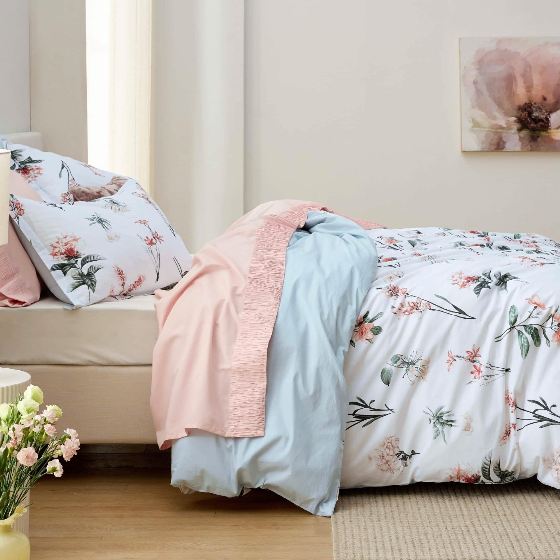 GentleSoft™ 100% Cotton Reversible Floral Duvet Cover Set