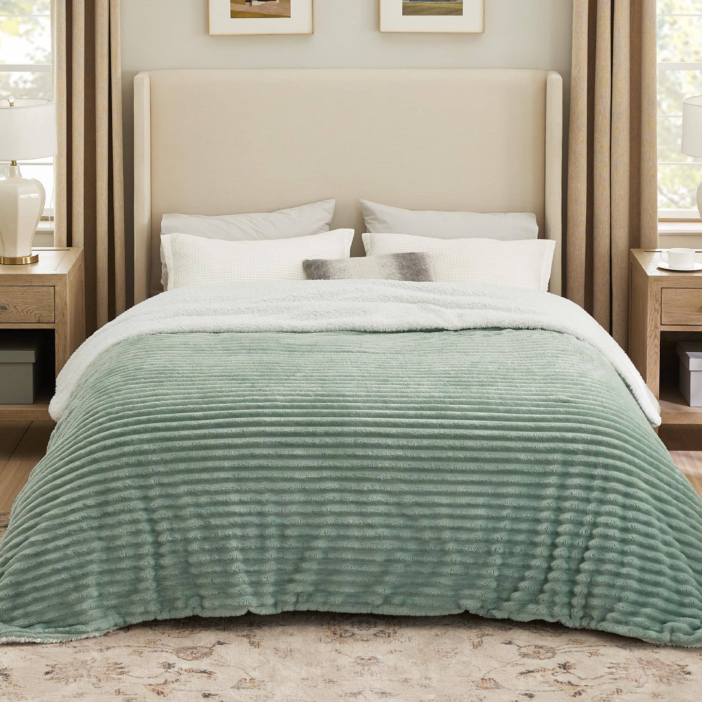 GentleSoft™ Jacquard Stripes Shaggy Sherpa Blanket
