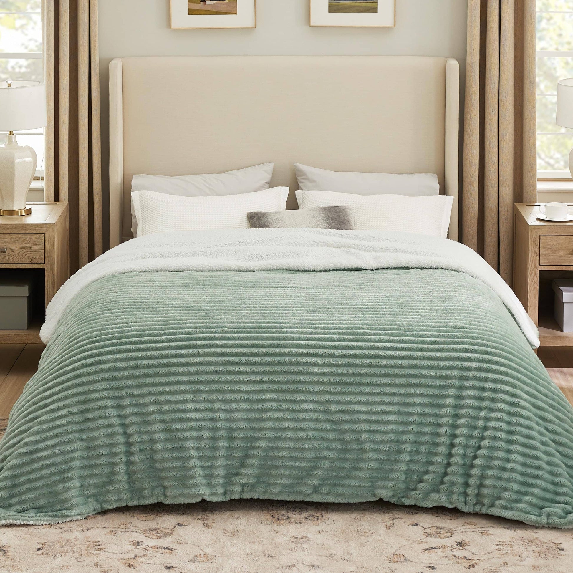 GentleSoft™ Jacquard Stripes Shaggy Sherpa Blanket