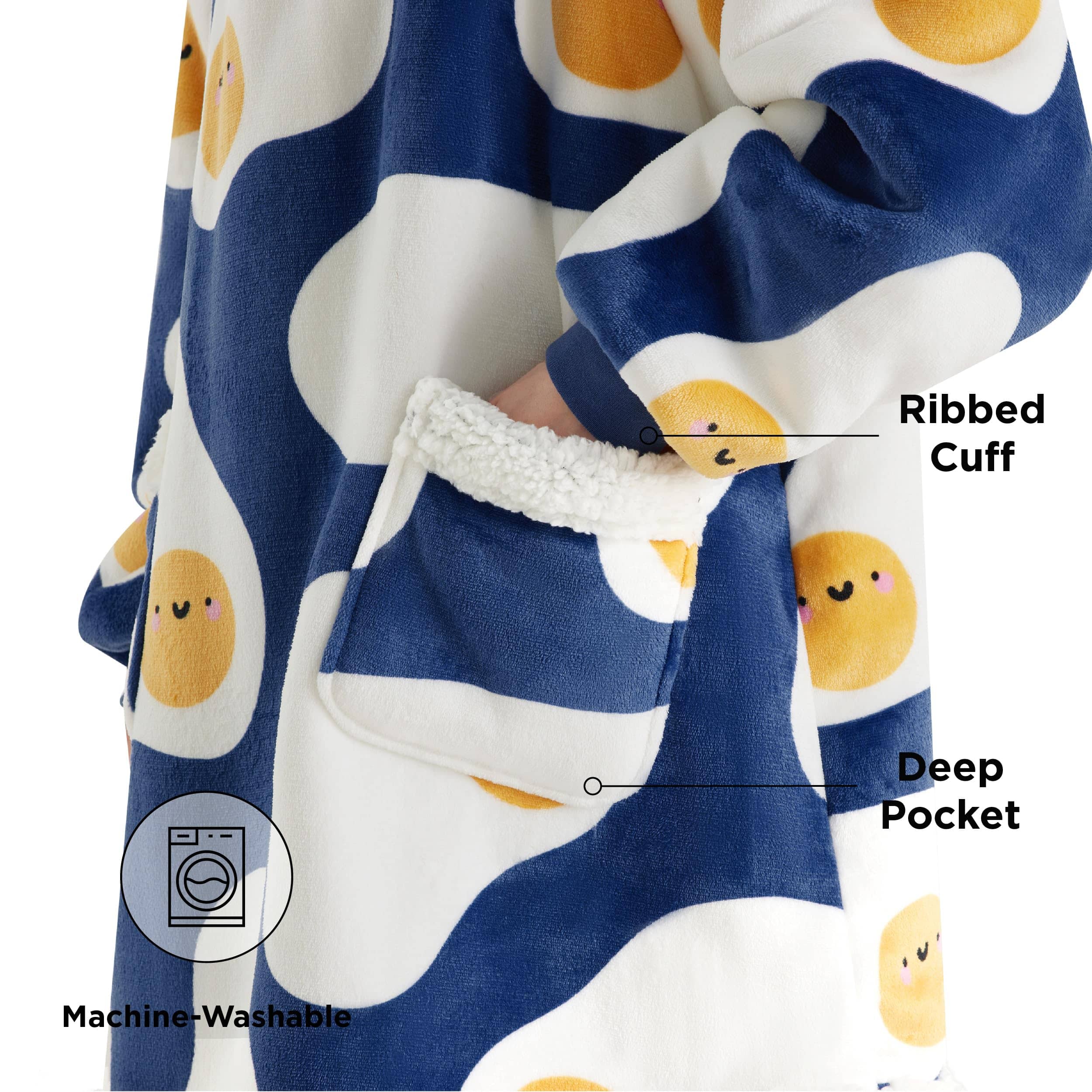 Sherpa Fleece Printed Short Wearable Blanket Hoodie