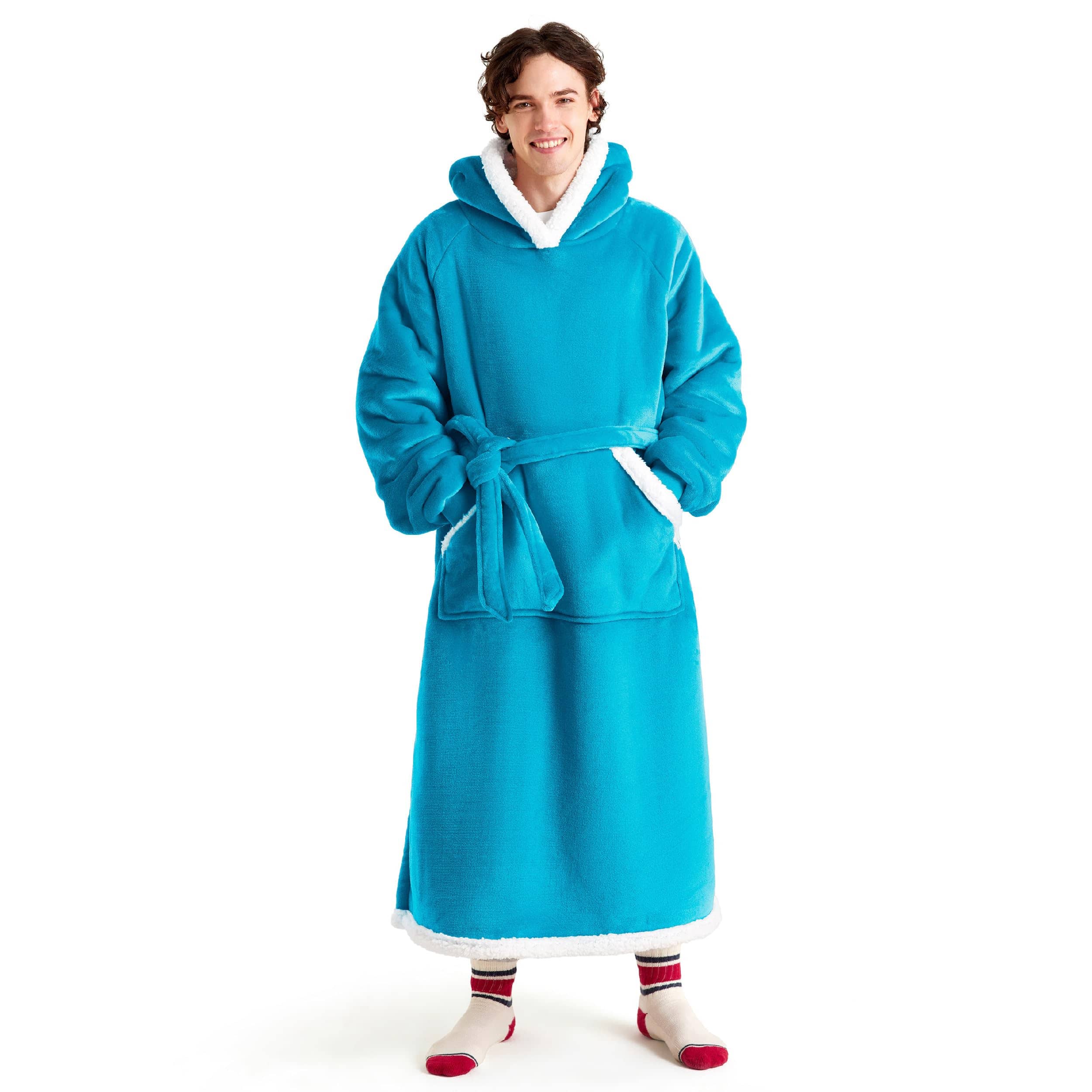 Sherpa Fleece Long Blanket Hoodie