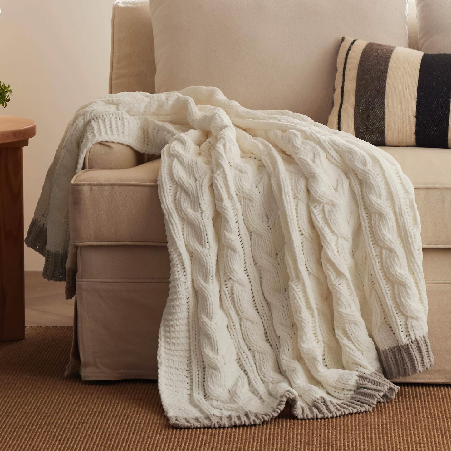 GentleSoft™ Cable Chenille Chunky Knit Throw Blanket