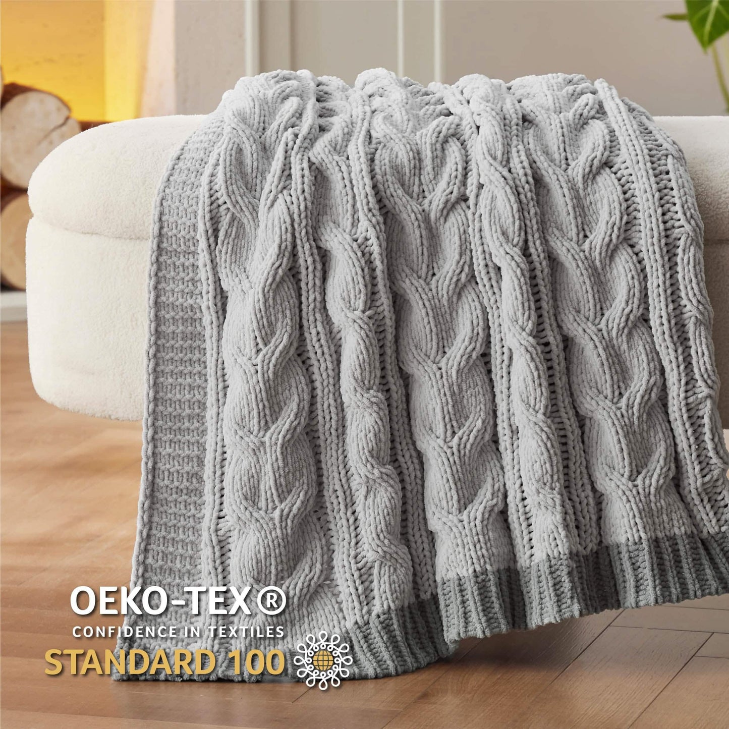 GentleSoft™ Cable Chenille Chunky Knit Throw Blanket