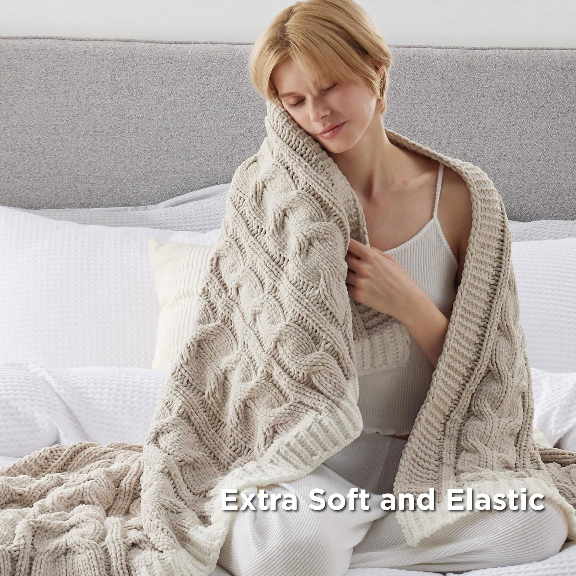 GentleSoft™ Cable Chenille Chunky Knit Throw Blanket