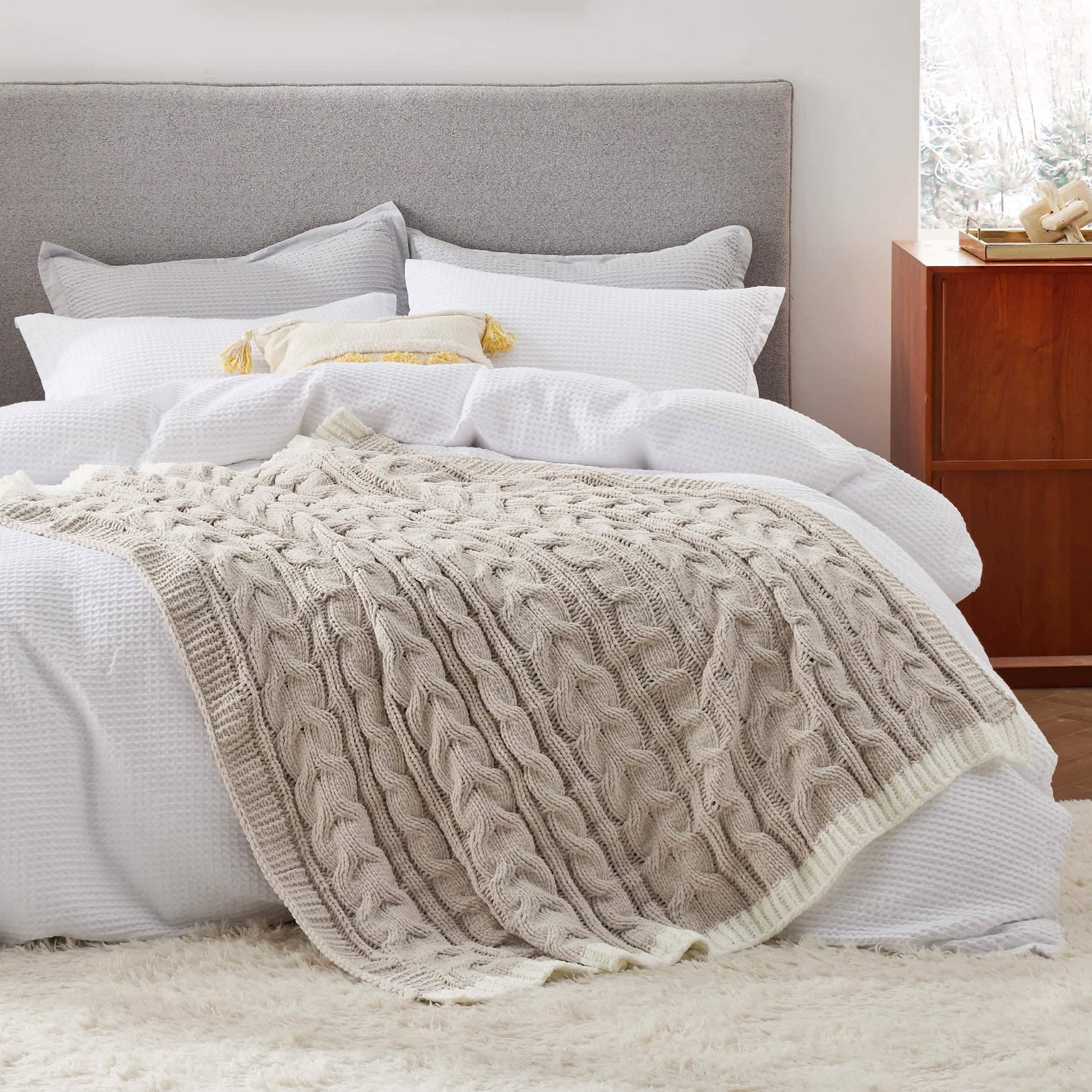 GentleSoft™ Cable Chenille Chunky Knit Throw Blanket