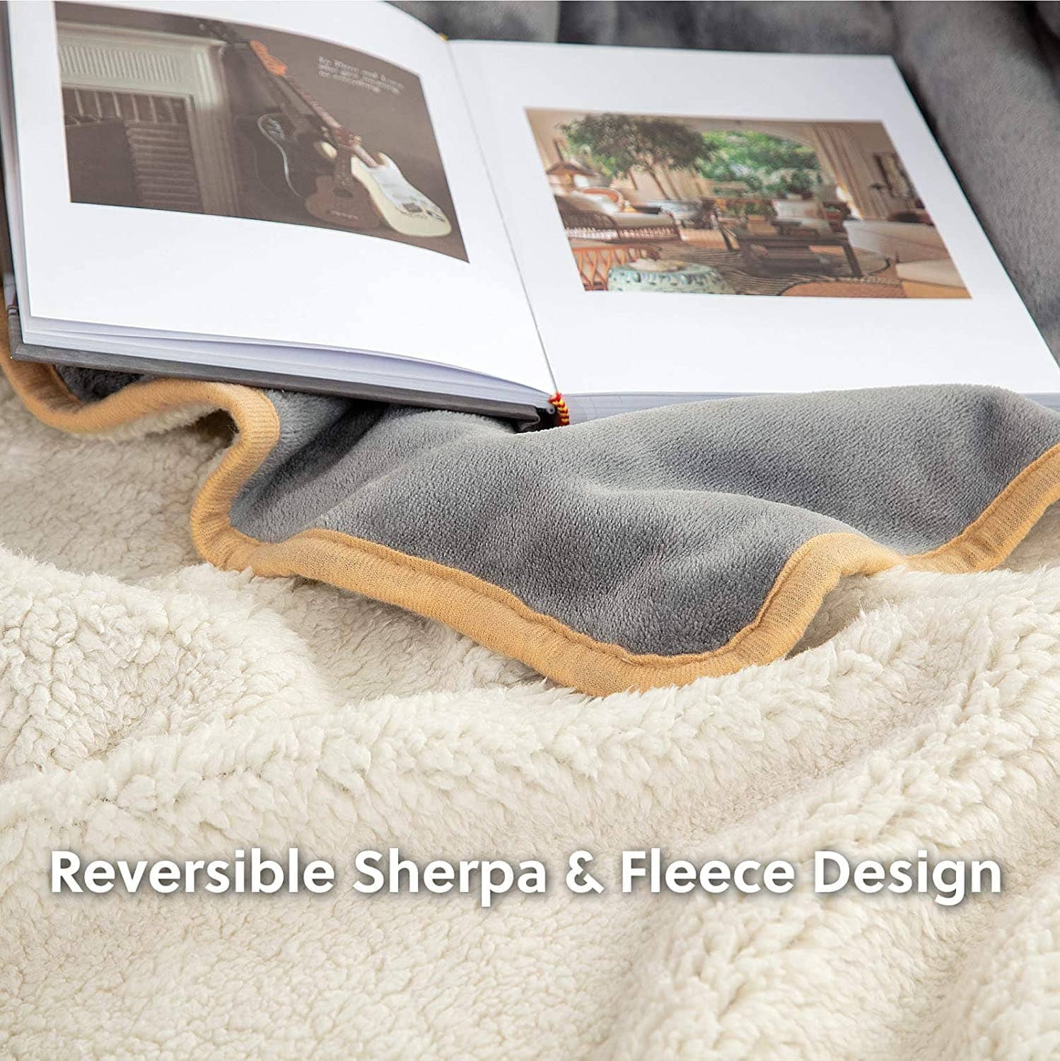 Bedsure | Reversible Sherpa and Microfiber Fleece Dog Blanket size