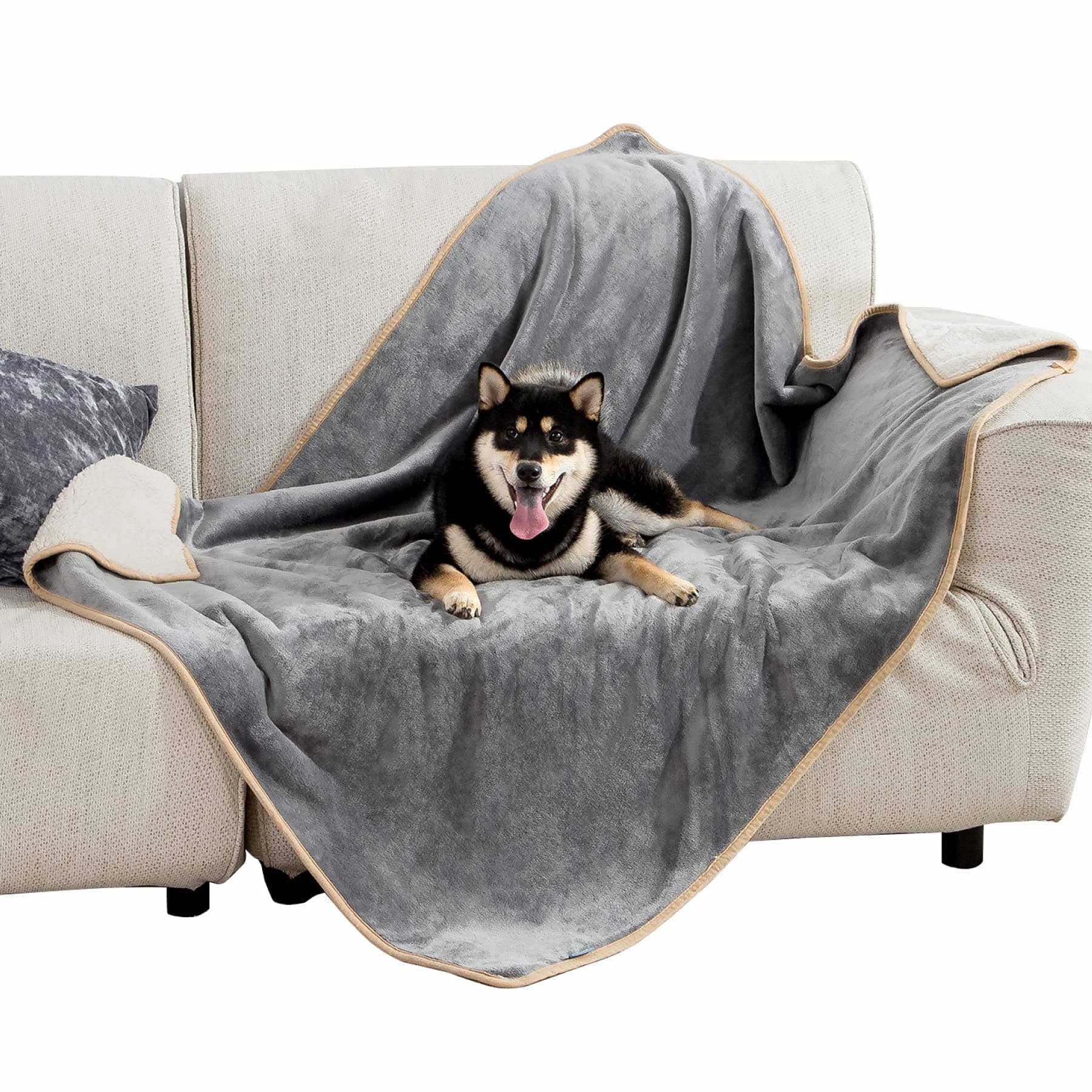 Bedsure Reversible Sherpa and Microfiber Fleece Dog Blanket