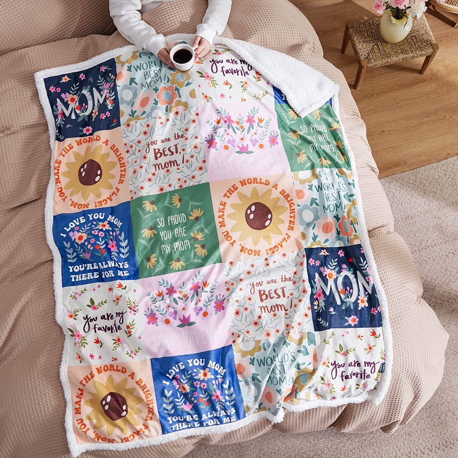 Bedsure Soft Patchwork Mothers Day Gifts Blanket