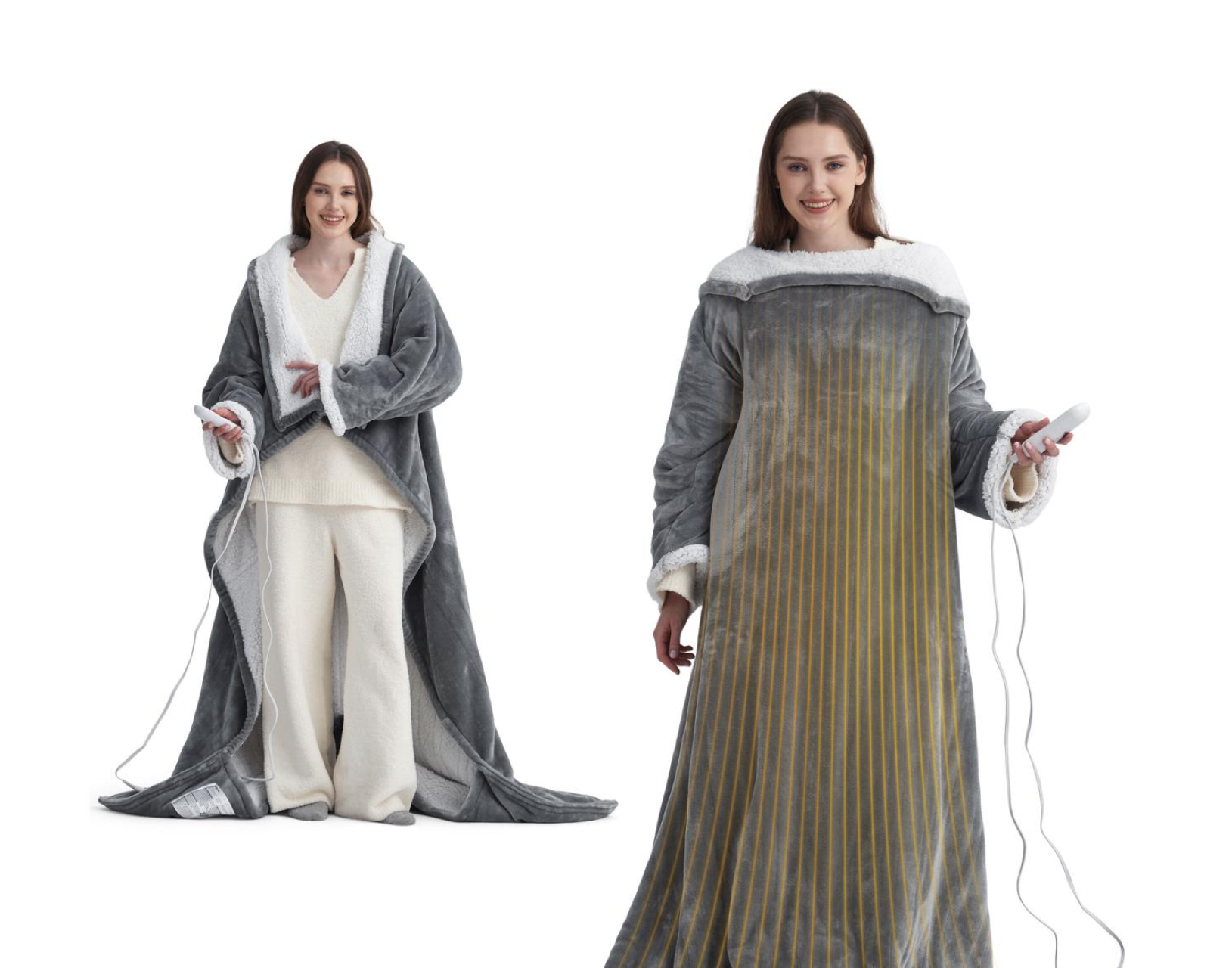 Heated Wearable Blanket with Foot Pocket-50''x71''