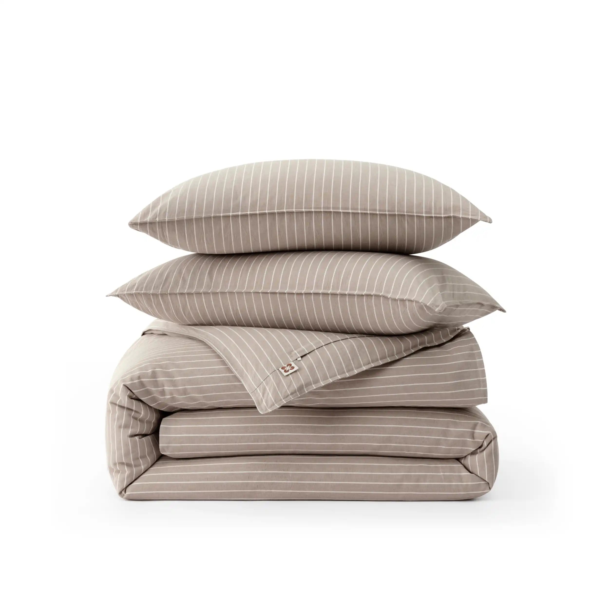 PureWoven Washed Cotton Striped Duvet Cover Set