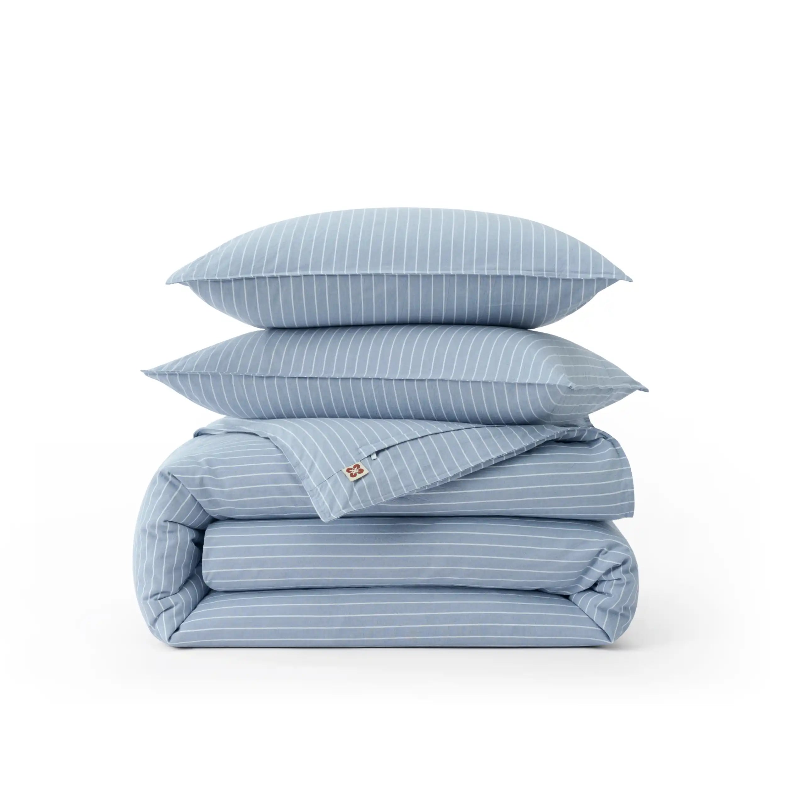 PureWoven™ Washed Cotton Striped Duvet Cover Set
