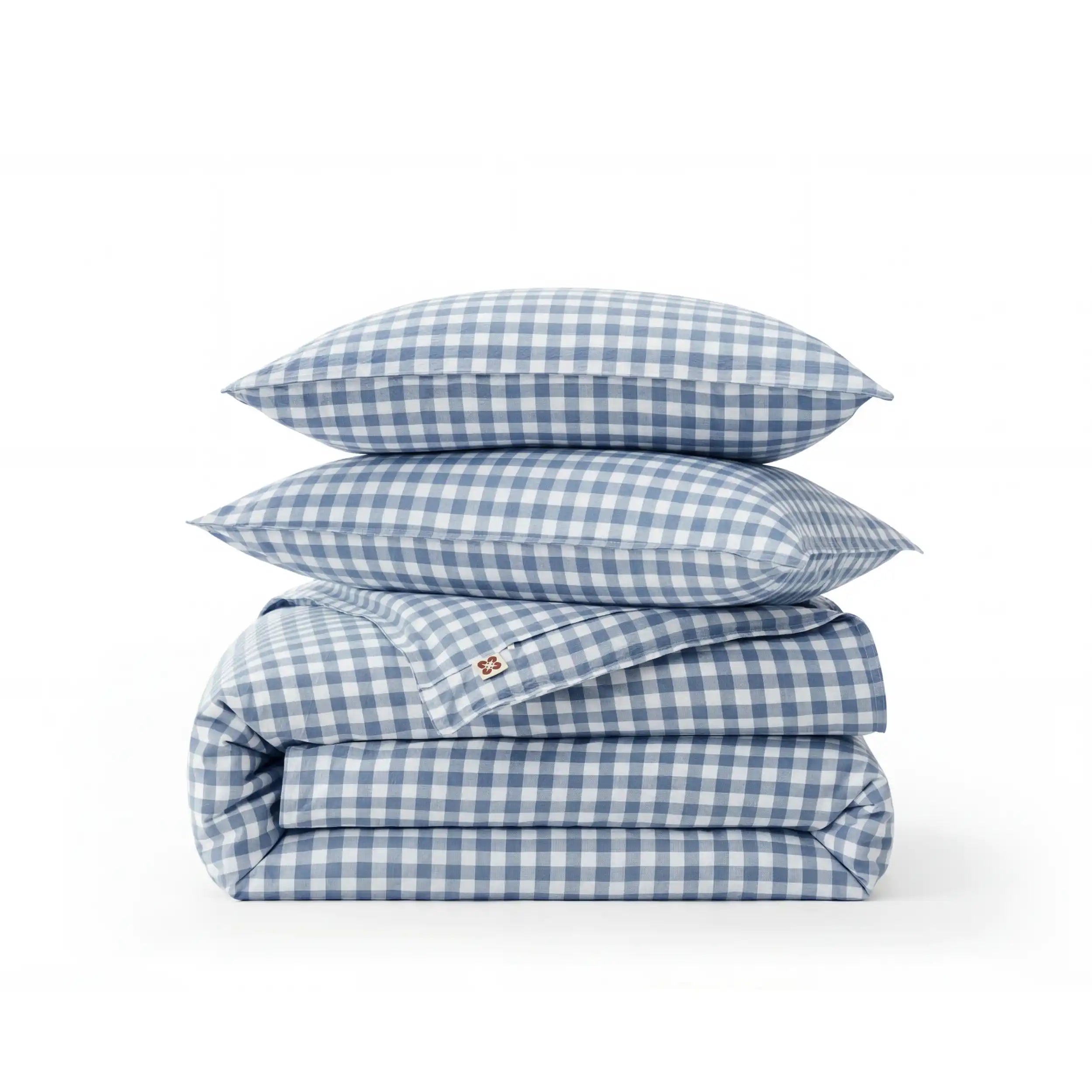 PureWoven Washed Cotton Gingham Duvet Cover Set