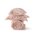 Blush pink boho comforter set with textured geometric tufting and pillowcases.