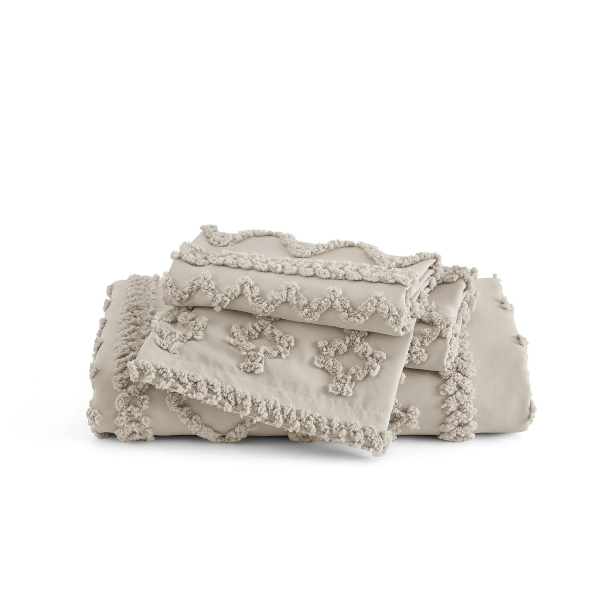 Boho Tufted Embroidery Duvet Cover Set
