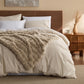 Slub Cotton Plush Luxe Bundle: Beige plush blanket on luxury bedding