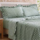 Ruffled Cotton-Like Gingham Sheet Set