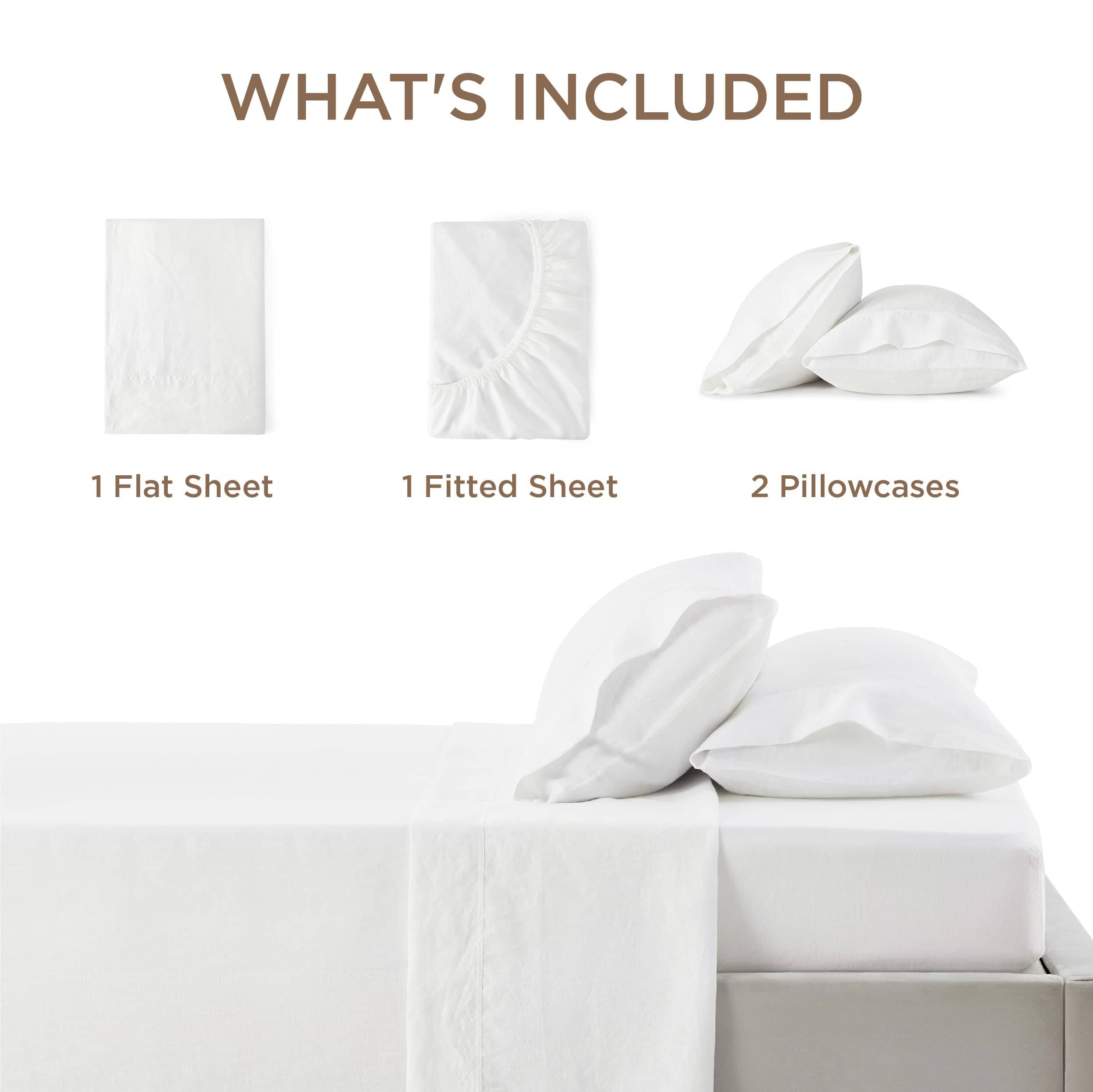 Bedsure Breathable Cotton Linen Bed Sheet Set